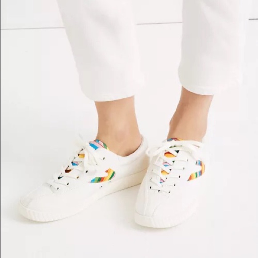 Rainbow Tretorns Size 8